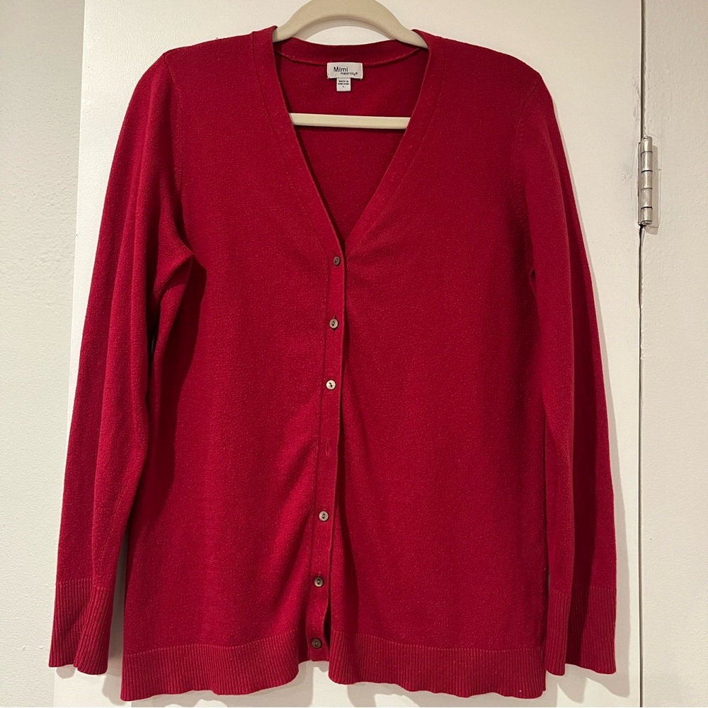 Mimi Maternity Red Women's Cardigan Sweater Size L